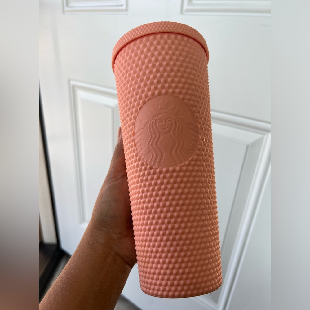 Matte pink studded Starbucks tumbler